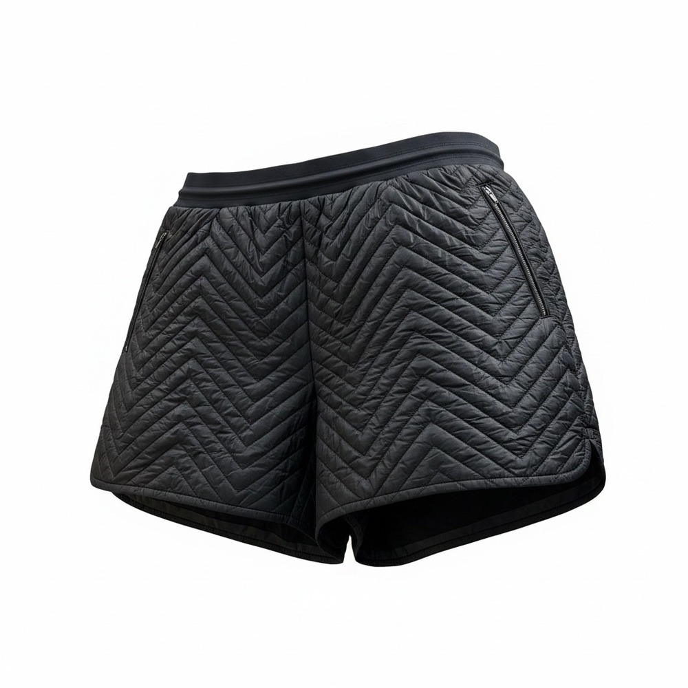 Athleta Apres Ski Short Womens 16 Black‎ Quilted Puffer Insulated Chevron 467120